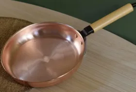 Sartén de cobre puro Freír carne Pan de cobre Mango largo